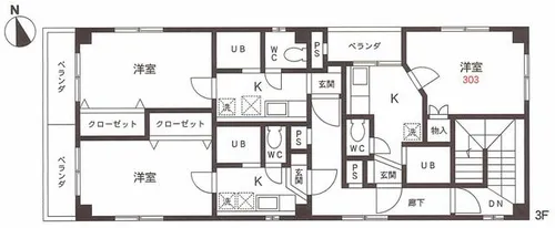 ユミール【303号室】の間取り