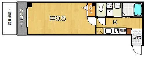 サンクスパレ千代原【1階】の間取り