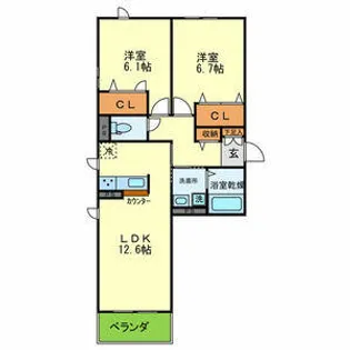 兵庫県伊丹市荒牧6丁目【アパート】の間取り