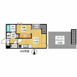 GRANDTIC小林【203号室】の間取り