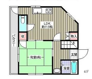 グランディア熊内橋【4階】の間取り