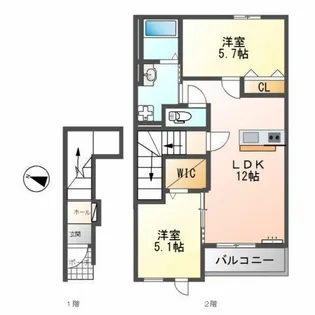 福岡県春日市弥生1丁目【アパート】の間取り