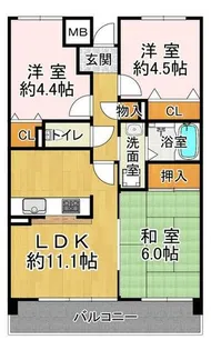 井吹東シティコート【3階】の間取り