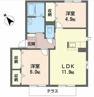 兵庫県加西市北条町西南【アパート】の間取り