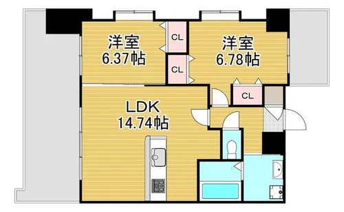 サンシャイン・サファイア・プリンセス戸畑【904号室】の間取り