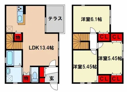 福岡県筑紫野市二日市北1丁目【一戸建】の間取り