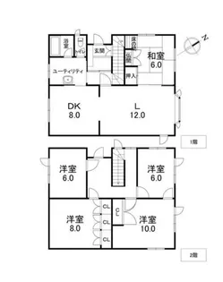 北海道小樽市富岡2丁目【一戸建】の間取り