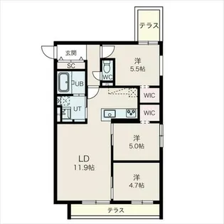 ALTUS南平岸【104号室】の間取り