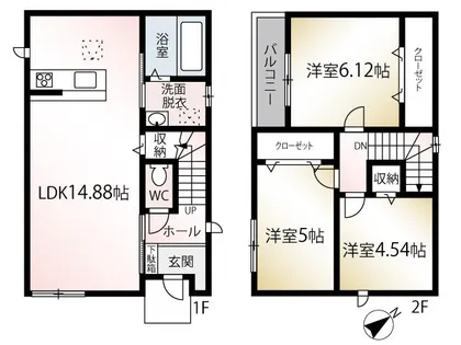 福岡県北九州市八幡西区永犬丸南町3丁目【タウンハウス】の間取り
