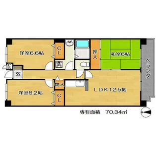 フレックス戸ノ内【7階】の間取り