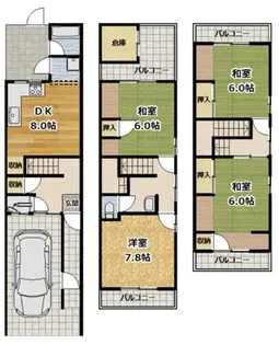 京都府京都市伏見区西大文字町【一戸建】の間取り