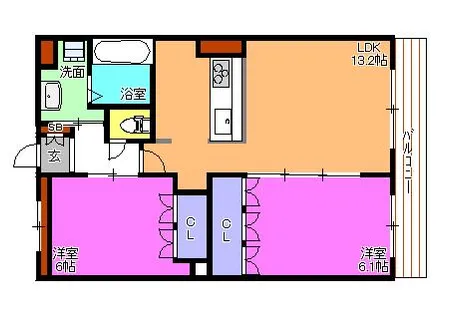 エルグランデ北在家【3階】の間取り