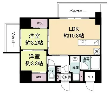 セレニテフラン難波【6階】の間取り