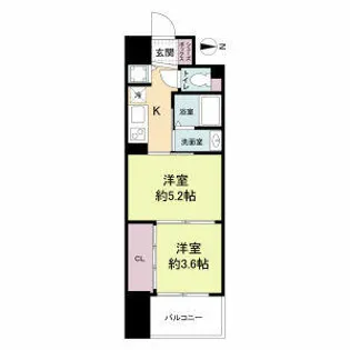 セレニテ心斎橋グランデ【0507号室】の間取り