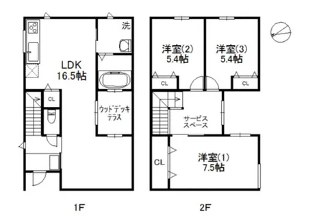 福岡県福岡市中央区福浜1丁目【一戸建】の間取り