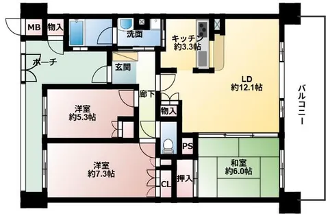 大阪府高槻市城北町2丁目【マンション】の間取り