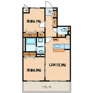 ルナコート博多南【2階】の間取り