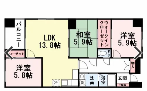 福岡県北九州市小倉南区南方5丁目【マンション】の間取り
