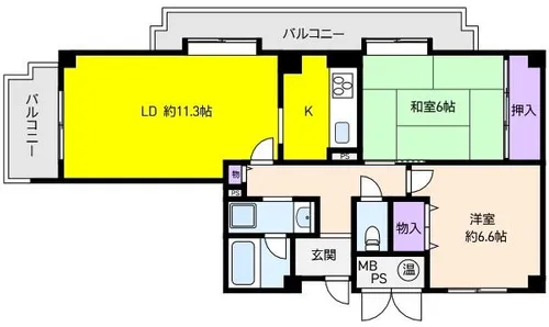 兵庫県芦屋市楠町【マンション】の間取り