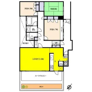 コート芦屋朝日ヶ丘1号棟【5階】の間取り