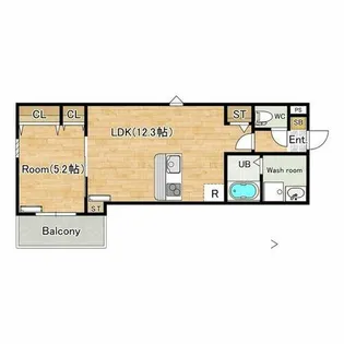 アブニール杭瀬【202号室】の間取り