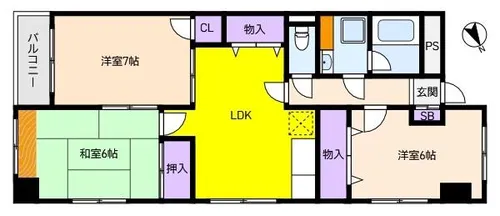 兵庫県芦屋市朝日ケ丘町【マンション】の間取り