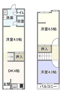 大阪府寝屋川市池田西町【テラスハウス】の間取り