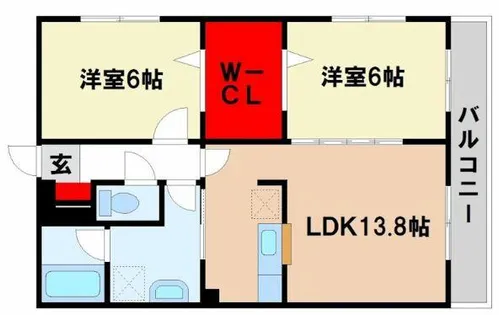 福岡県筑紫野市原田6丁目【マンション】の間取り