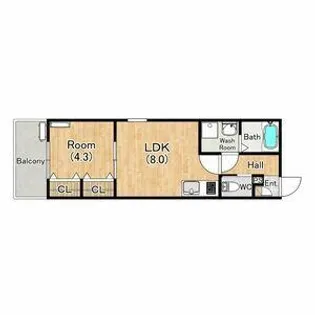 ジーメゾン向島シェルール【0105号室】の間取り