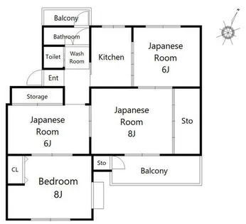 鶴甲コーポ23号館【1階】の間取り