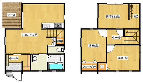 福岡県筑紫野市二日市北1丁目【一戸建】の間取り