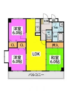 福岡県福岡市南区中尾3丁目【マンション】の間取り