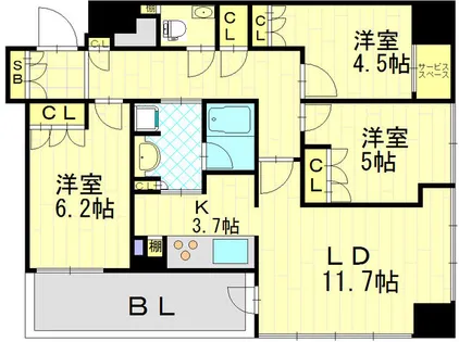 ジオタワー天六【41階】の間取り