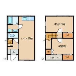 福岡県太宰府市通古賀6丁目【テラスハウス】の間取り