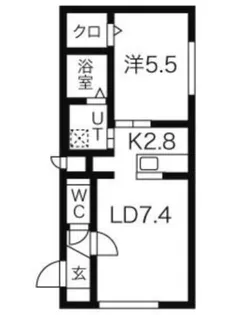 グランメール24軒1-2-D棟【203号室】の間取り