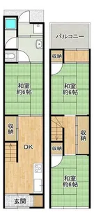 大阪府大阪市旭区高殿6丁目【テラスハウス】の間取り