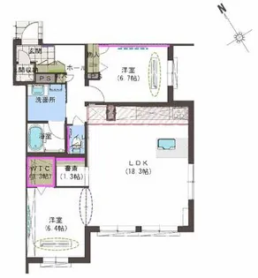愛知県岡崎市上和田町字切戸【マンション】の間取り