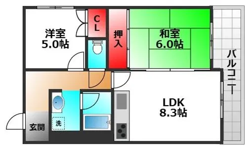 フロウスリーブ西村1番館【1階】の間取り