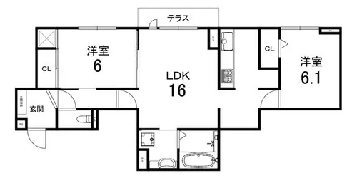 京都府向日市寺戸町里垣内【マンション】の間取り