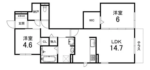 京都府向日市寺戸町里垣内【マンション】の間取り