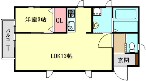 福岡県遠賀郡水巻町下二東2丁目【テラスハウス】の間取り