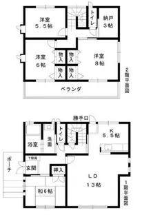 大阪府大阪狭山市大野台1丁目【一戸建】の間取り