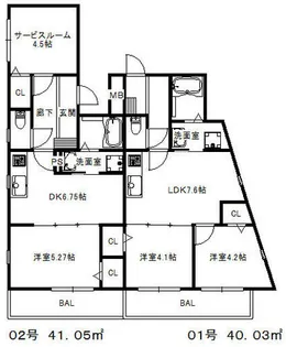 レーヴ・エスパス【2階】の間取り