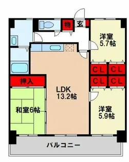 カサグランデ筑紫【3階】の間取り