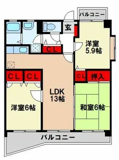 プレミール筑紫【2階】の間取り
