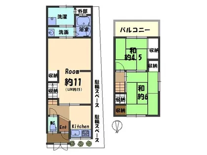 大阪府東大阪市吉田6丁目【テラスハウス】の間取り