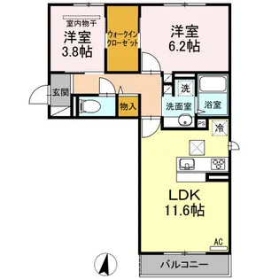 D-room寺塚 伍番館【101号室】の間取り