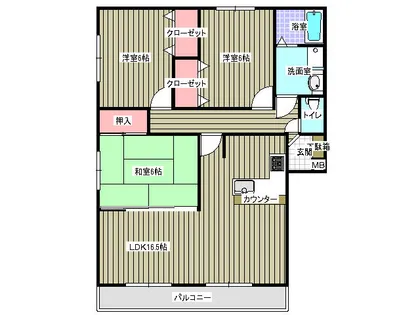 サンバレイ緑地B棟【1階】の間取り