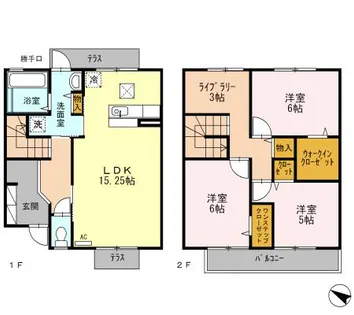 福岡県春日市小倉東1丁目【テラスハウス】の間取り
