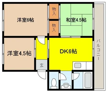 渦ヶ森コーポA棟【3階】の間取り